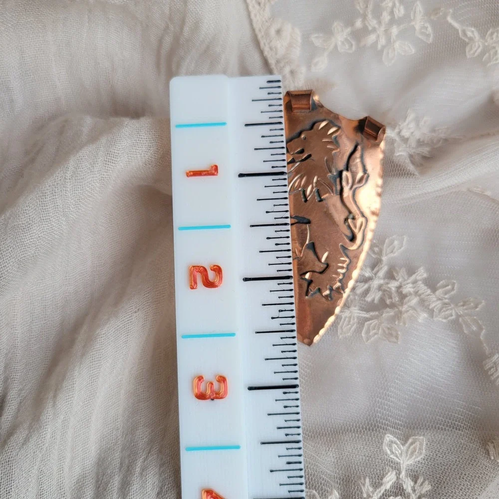 Vintage 1960s Copper Heraldic Lion Rampant Shield Brooch Pendant Ren Faire Lapel